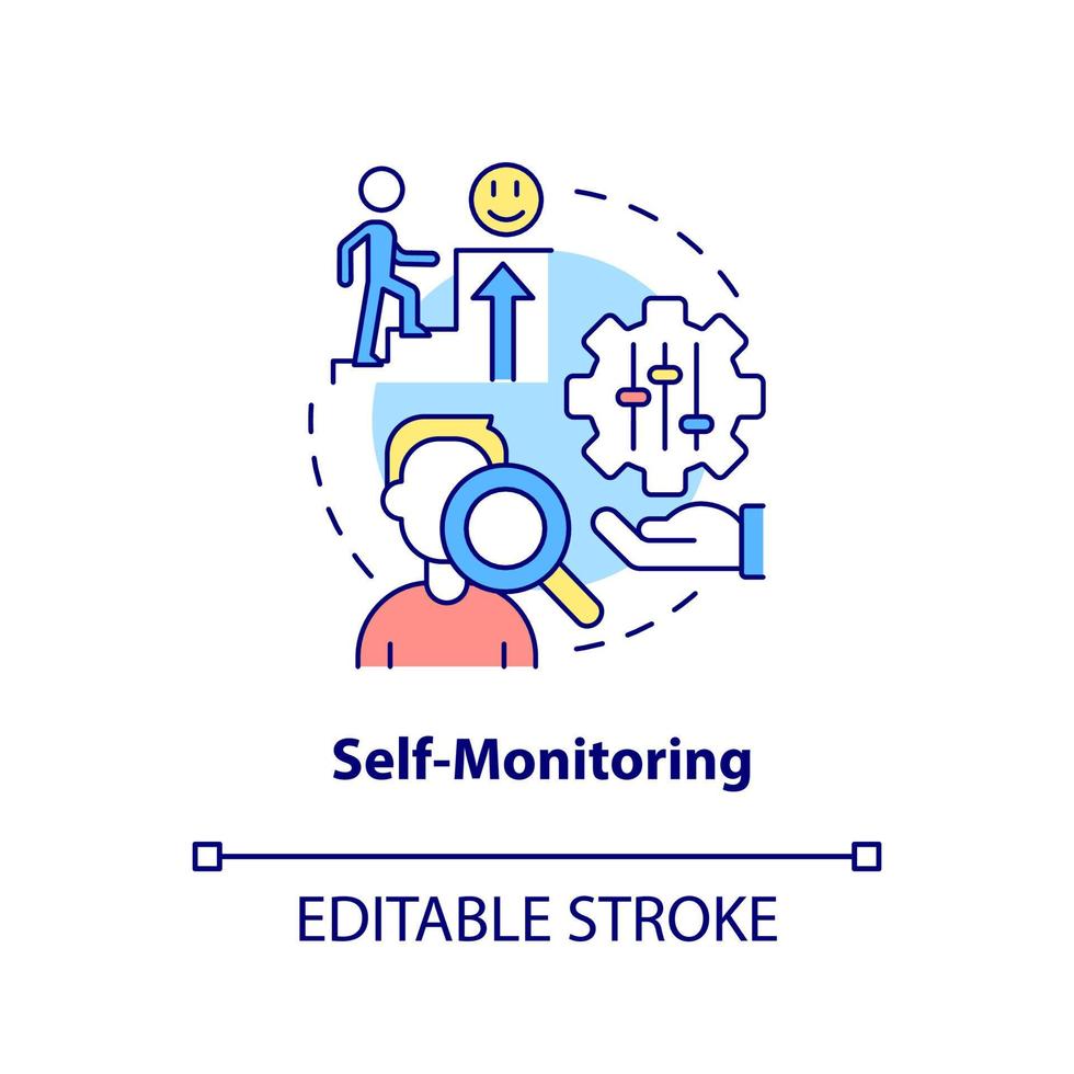 Self monitoring concept icon. Control your condition. PTSD coping strategy abstract idea thin line illustration. Isolated outline drawing. Editable stroke. vector