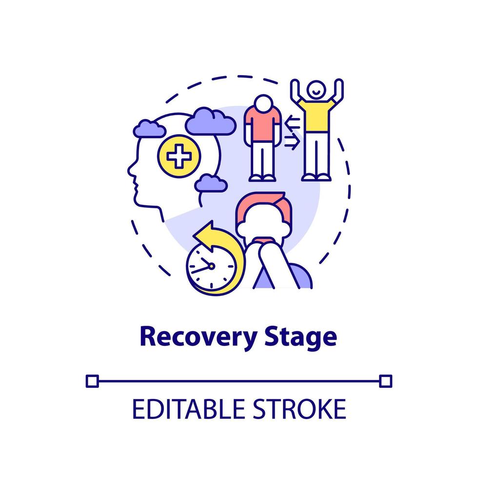 Recovery stage concept icon. Traumatic experience overcoming. PTSD treatment abstract idea thin line illustration. Isolated outline drawing. Editable stroke. vector