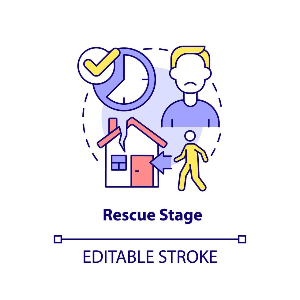 Rescue stage concept icon. Returning to trauma site. PTSD treatment abstract idea thin line illustration. Isolated outline drawing. Editable stroke. vector
