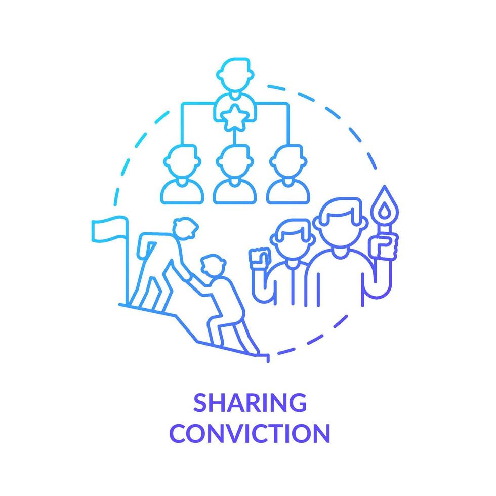 Sharing conviction blue gradient concept icon. Influencing and inspire. Charismatic people characteristic abstract idea thin line illustration. Isolated outline drawing. vector