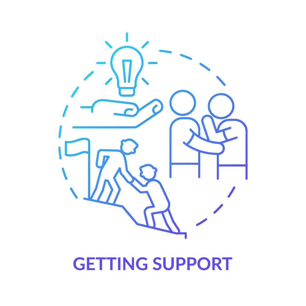 Getting support blue gradient concept icon. Motivate and inspire people. Leadership. Charisma benefit abstract idea thin line illustration. Isolated outline drawing. vector