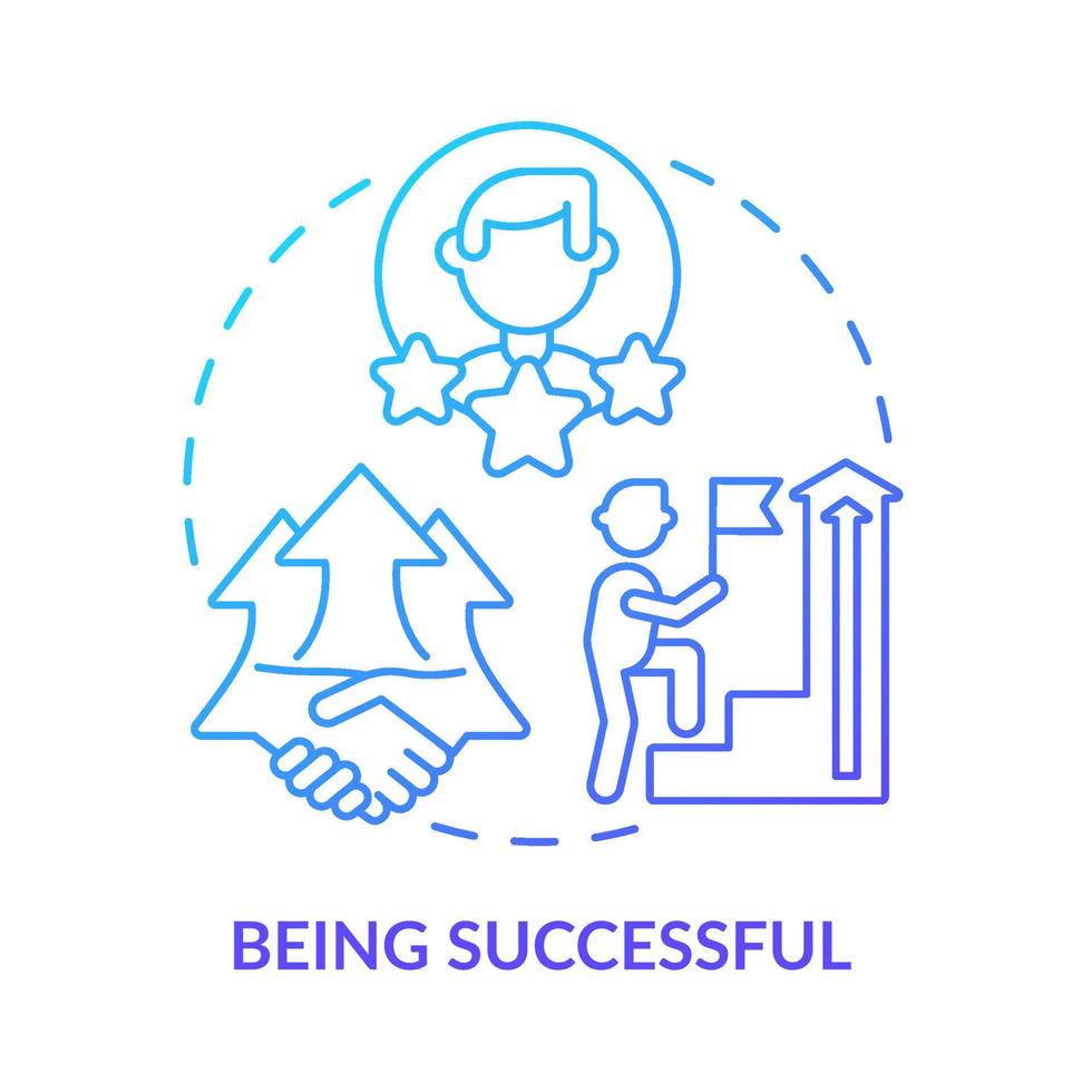 Being successful blue gradient concept icon. Achieving goals and growth. Gain success. Charisma benefit abstract idea thin line illustration. Isolated outline drawing. vector