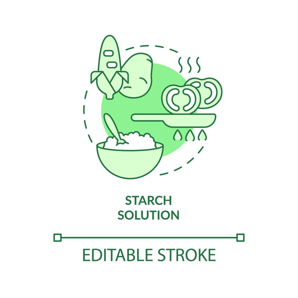 Starch solution green concept icon. Cooked starches. Variety of vegan diet abstract idea thin line illustration. Isolated outline drawing. Editable stroke. vector