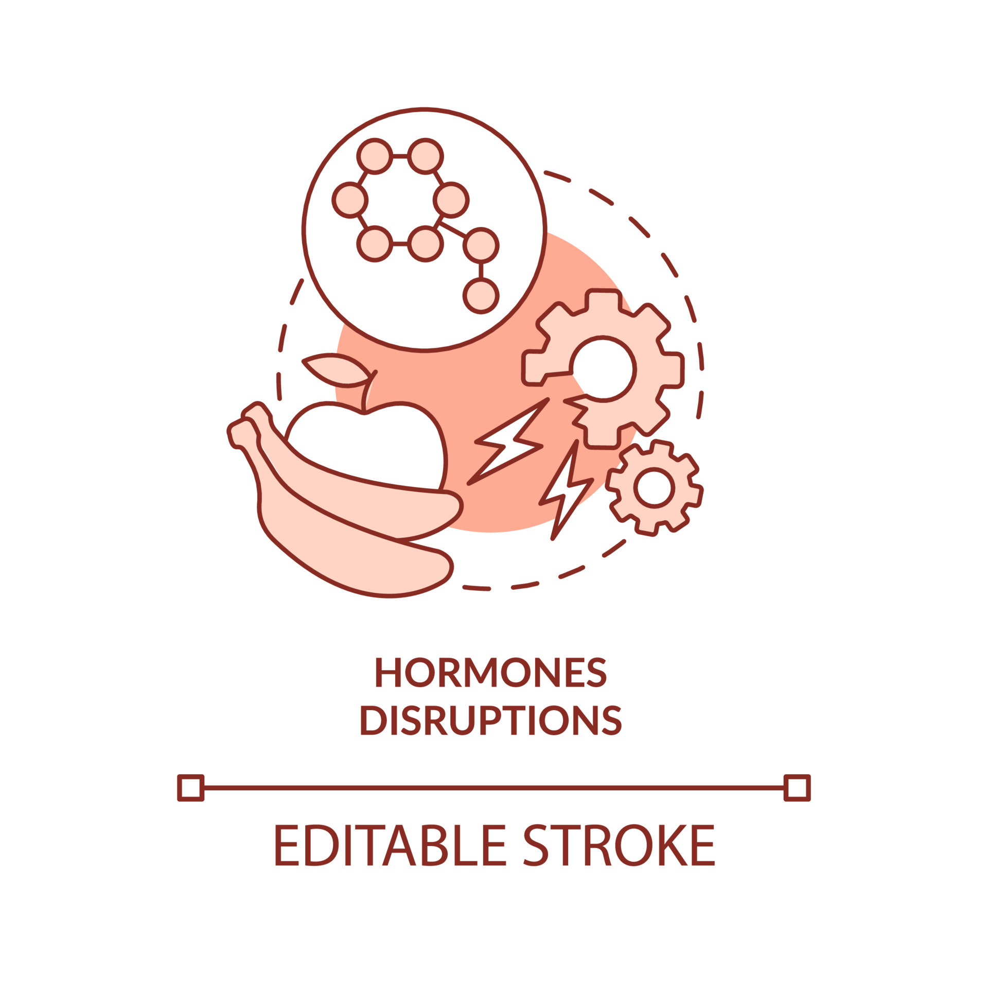 icono de concepto rojo de interrupciones hormonales. problema del