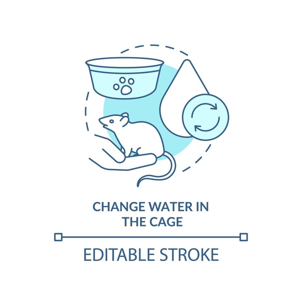 Change water in cage turquoise concept icon. Preventing contaminants abstract idea thin line illustration. Isolated outline drawing. Editable stroke. vector