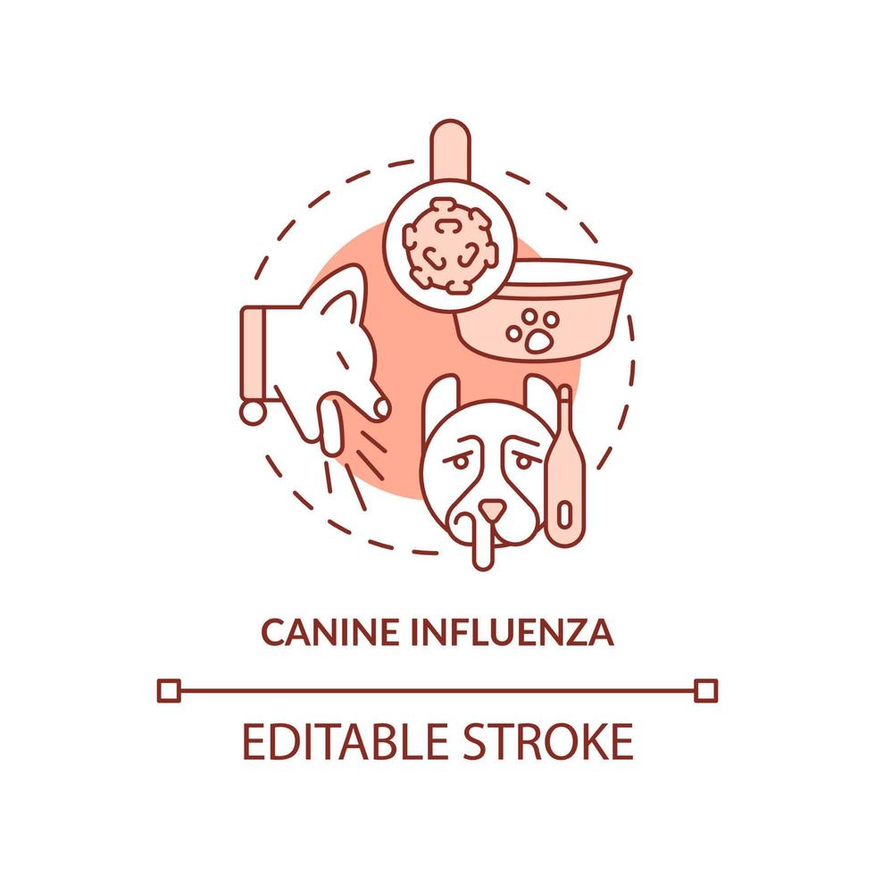 Canine influenza terracotta concept icon. Common health concern for dogs abstract idea thin line illustration. Dog flu. Isolated outline drawing. Editable stroke. vector