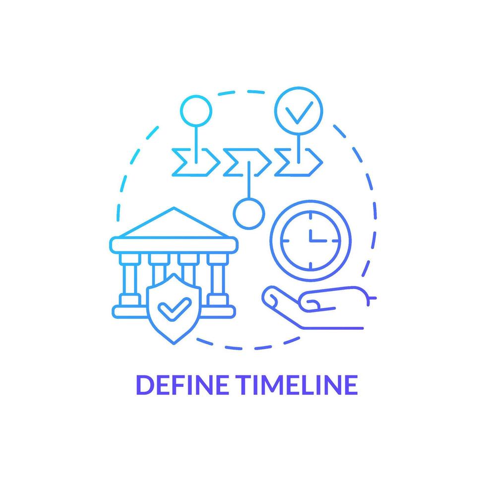Define timeline blue gradient concept icon. Planning work. Principle of