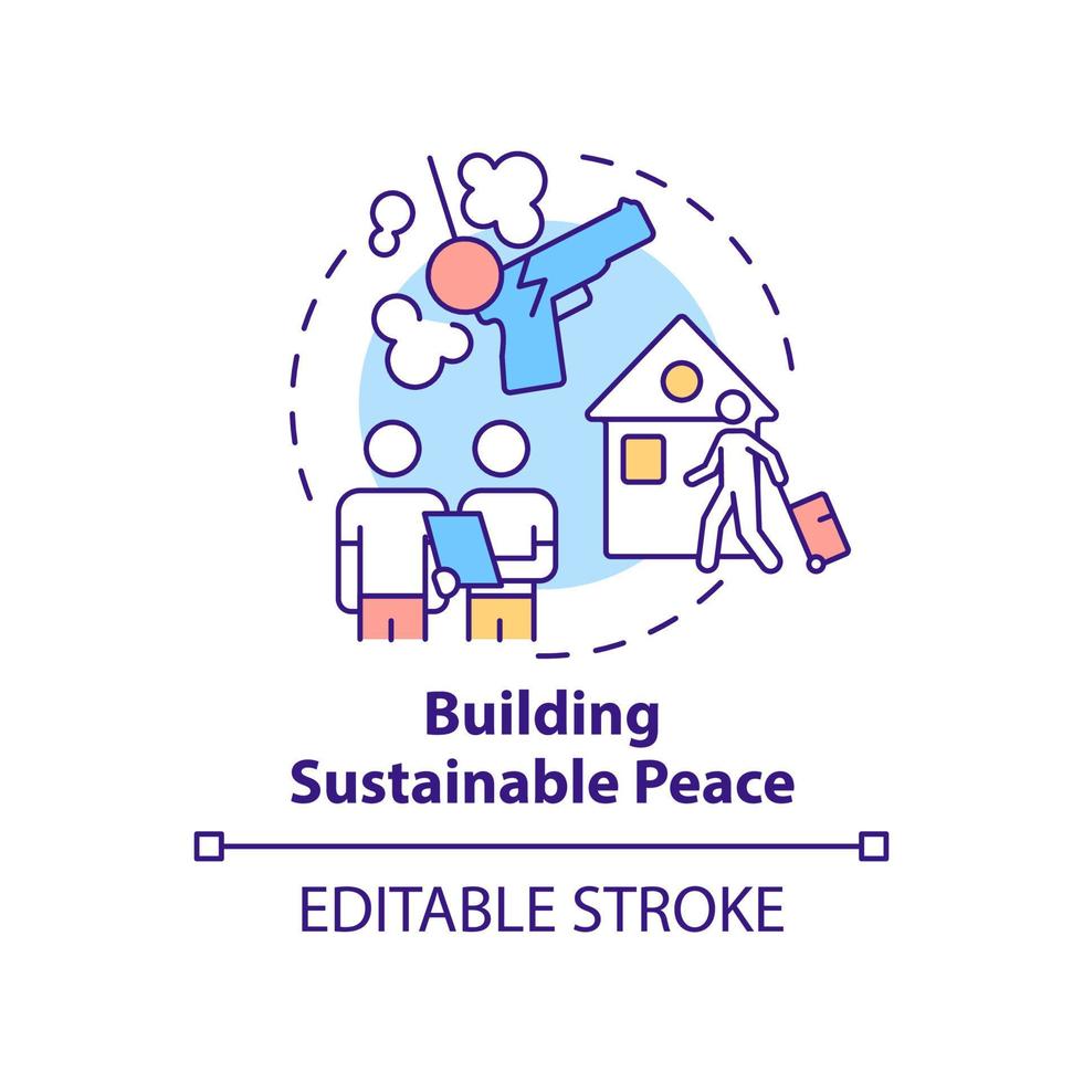 Building sustainable peace concept icon. Post conflict recovery abstract idea thin line illustration. Violence prevention. Isolated outline drawing. Editable stroke. vector