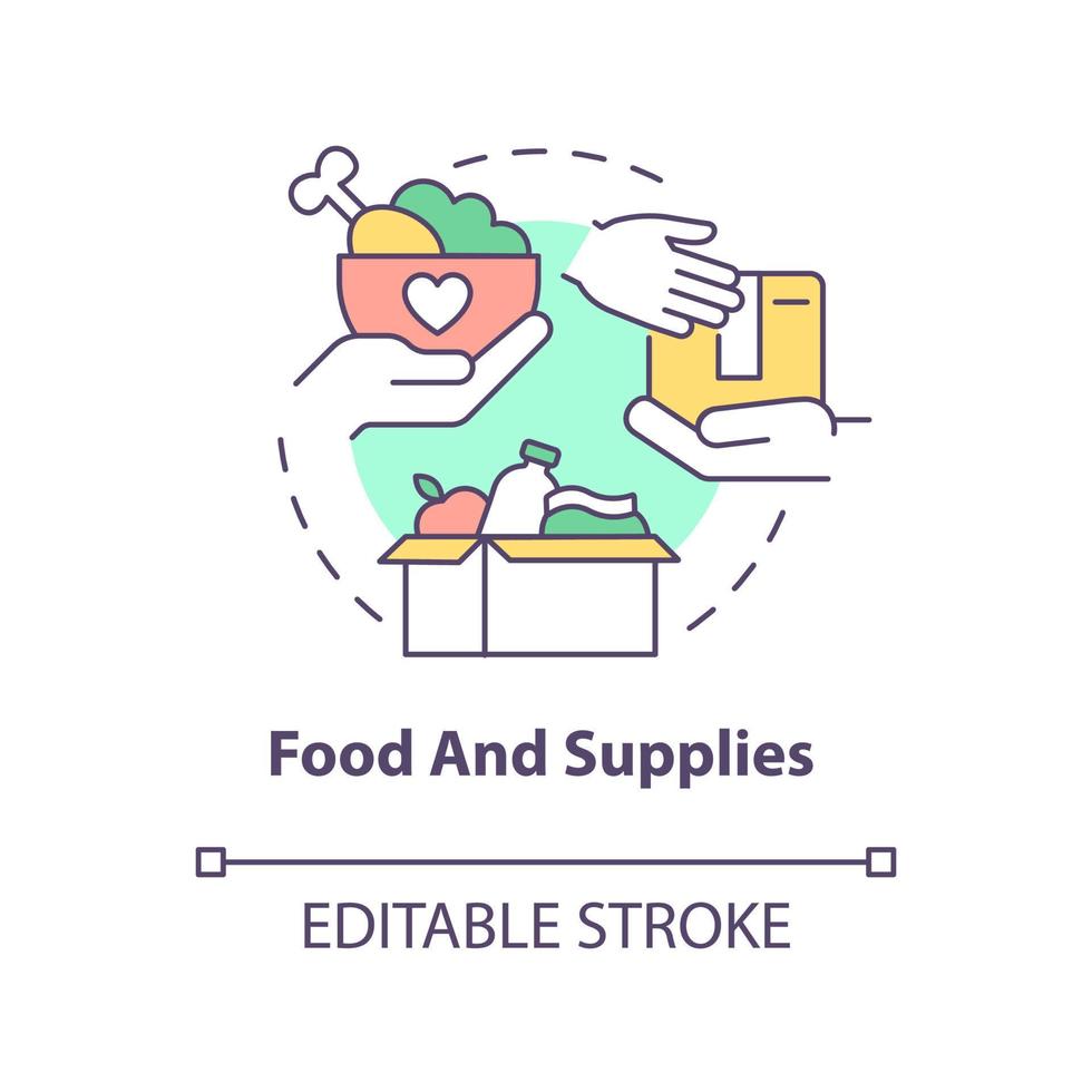 Food and supplies concept icon. Governments may aid abstract idea thin line illustration. Humanitarian action. Isolated outline drawing. Editable stroke. vector