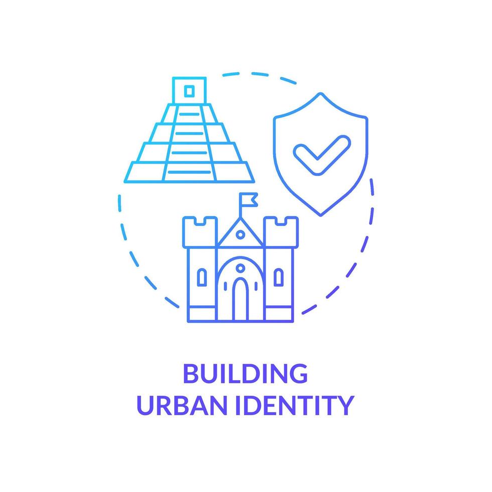 Building urban identity blue gradient concept icon. Architectural style. Conservation policy coverage abstract idea thin line illustration. Isolated outline drawing. vector