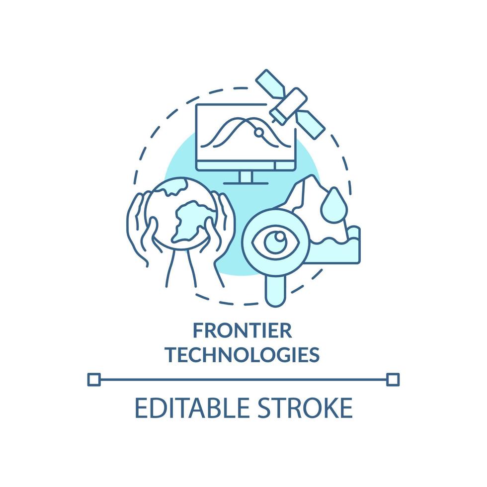 Frontier technology turquoise concept icon. Space exploration and climate change abstract idea thin line illustration. Isolated outline drawing. Editable stroke. vector