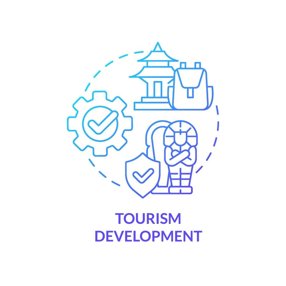 Tourism development blue gradient concept icon. Observing local landmarks. Heritage preservation abstract idea thin line illustration. Isolated outline drawing. vector