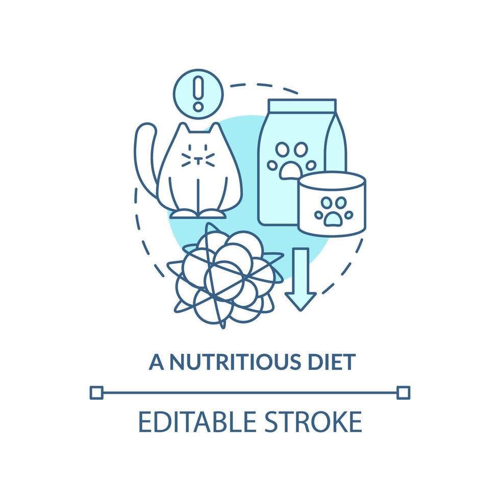 Nutritious diet turquoise concept icon. Proper pet care routine abstract idea thin line illustration. Healthy treats. Isolated outline drawing. Editable stroke vector