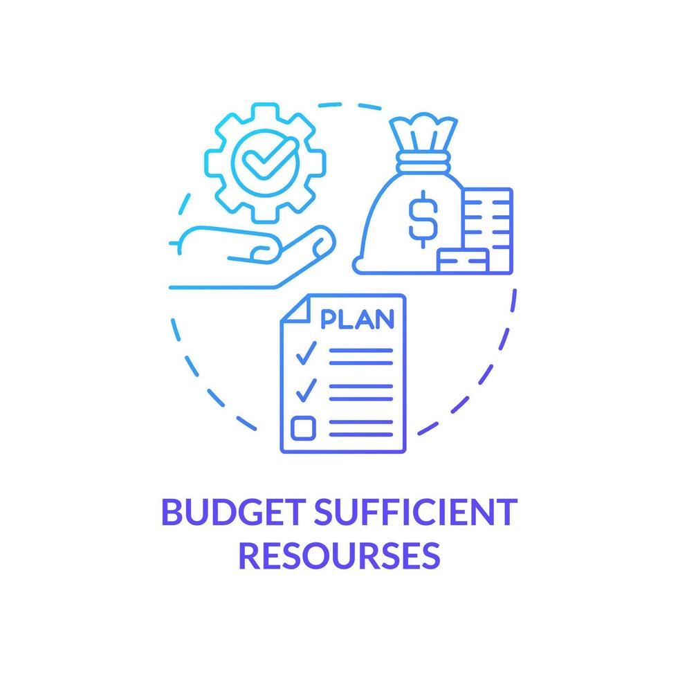 Budget sufficient resources blue gradient concept icon. Principle of heritage conservation abstract idea thin line illustration. Isolated outline drawing. vector