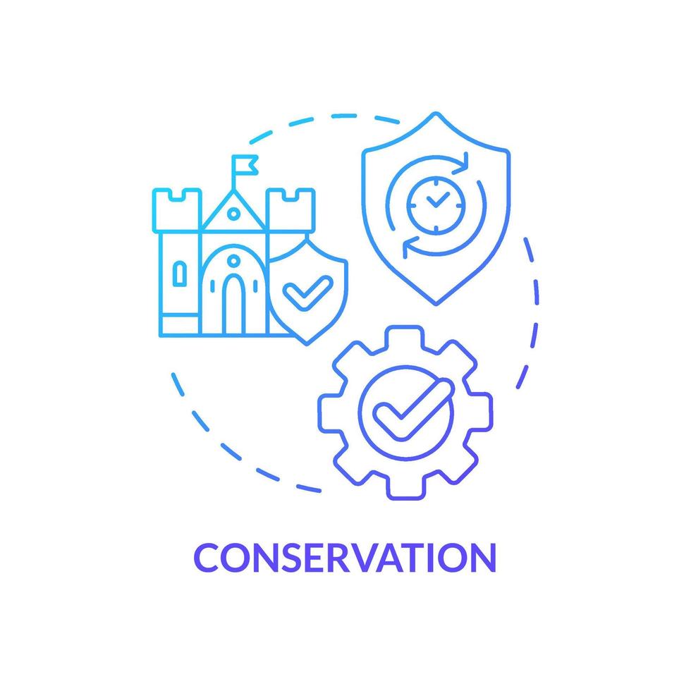 Conservation blue gradient concept icon. Protection program. Heritage objects preservation type abstract idea thin line illustration. Isolated outline drawing. vector