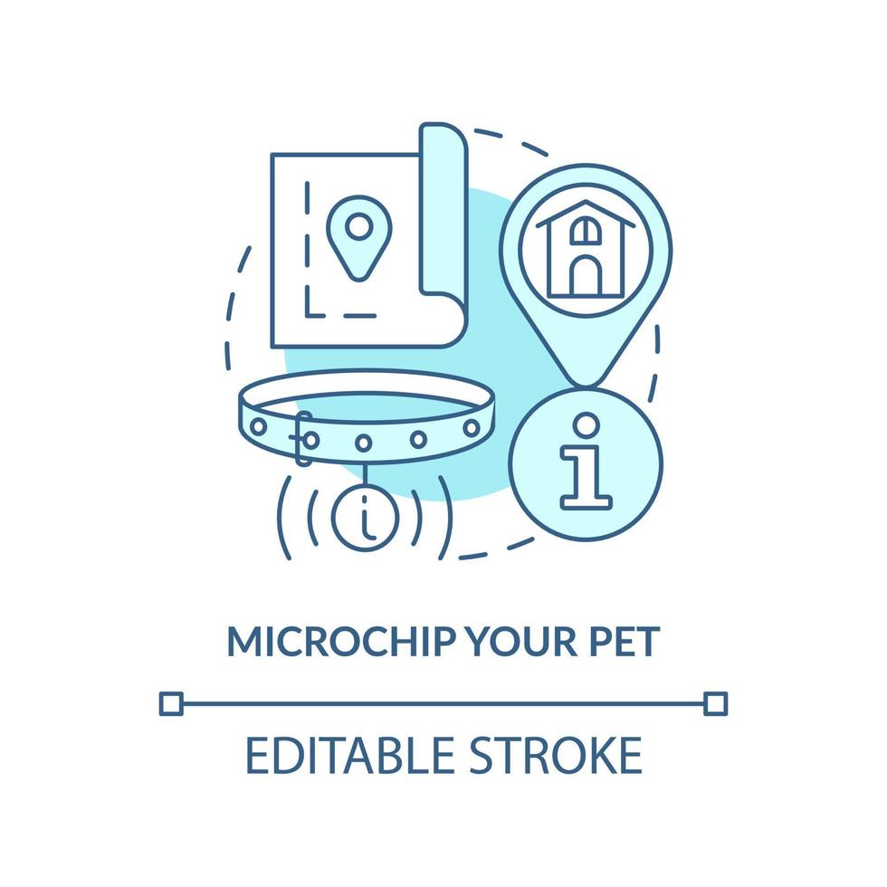 Microchip pet turquoise concept icon. Proper pet care routine abstract