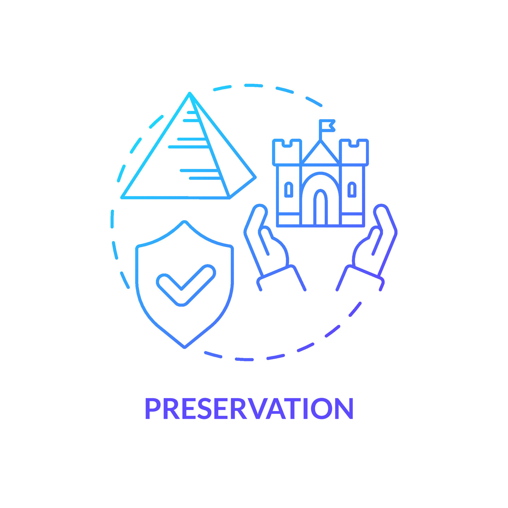 Preservation blue gradient concept icon. Program of protection. Type of ...