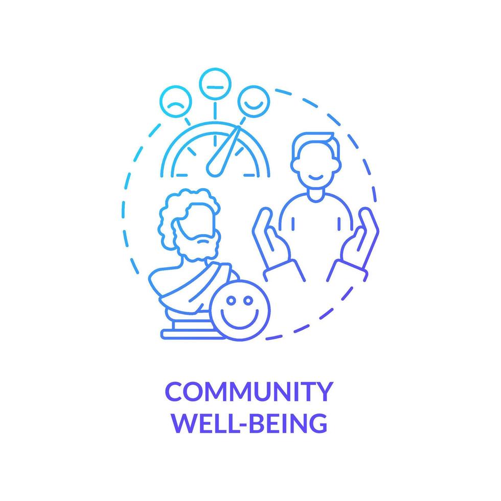 Community well-being blue gradient concept icon. Local citizens satisfaction. Conservation policy abstract idea thin line illustration. Isolated outline drawing. vector