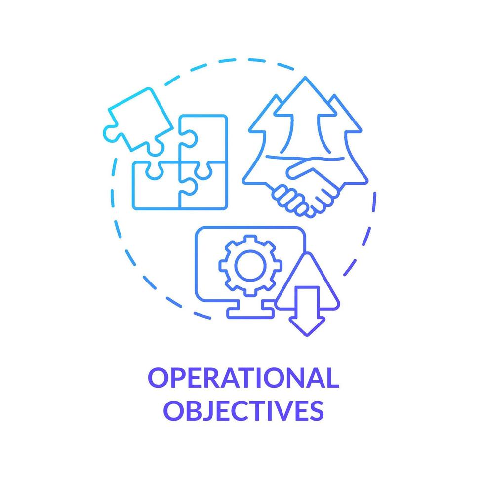 Operational objectives blue gradient concept icon. International cooperation for development abstract idea thin line illustration. Isolated outline drawing vector