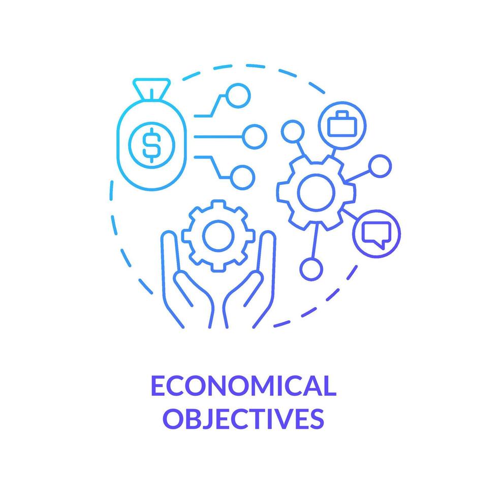 Economic objectives blue gradient concept icon. Business and commerce. International cooperation processes abstract idea thin line illustration. Isolated outline drawing vector