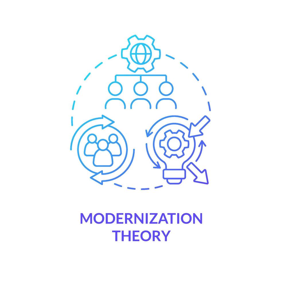 Modernization theory blue gradient concept icon. Social progress and development. World processes abstract idea thin line illustration. Isolated outline drawing vector