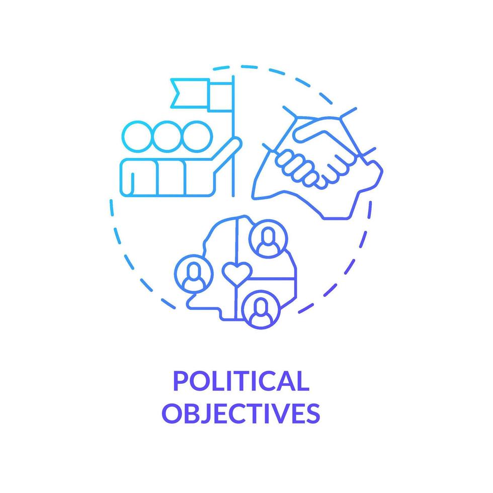 Political objectives blue gradient concept icon. Governance work. International cooperation process abstract idea thin line illustration. Isolated outline drawing vector