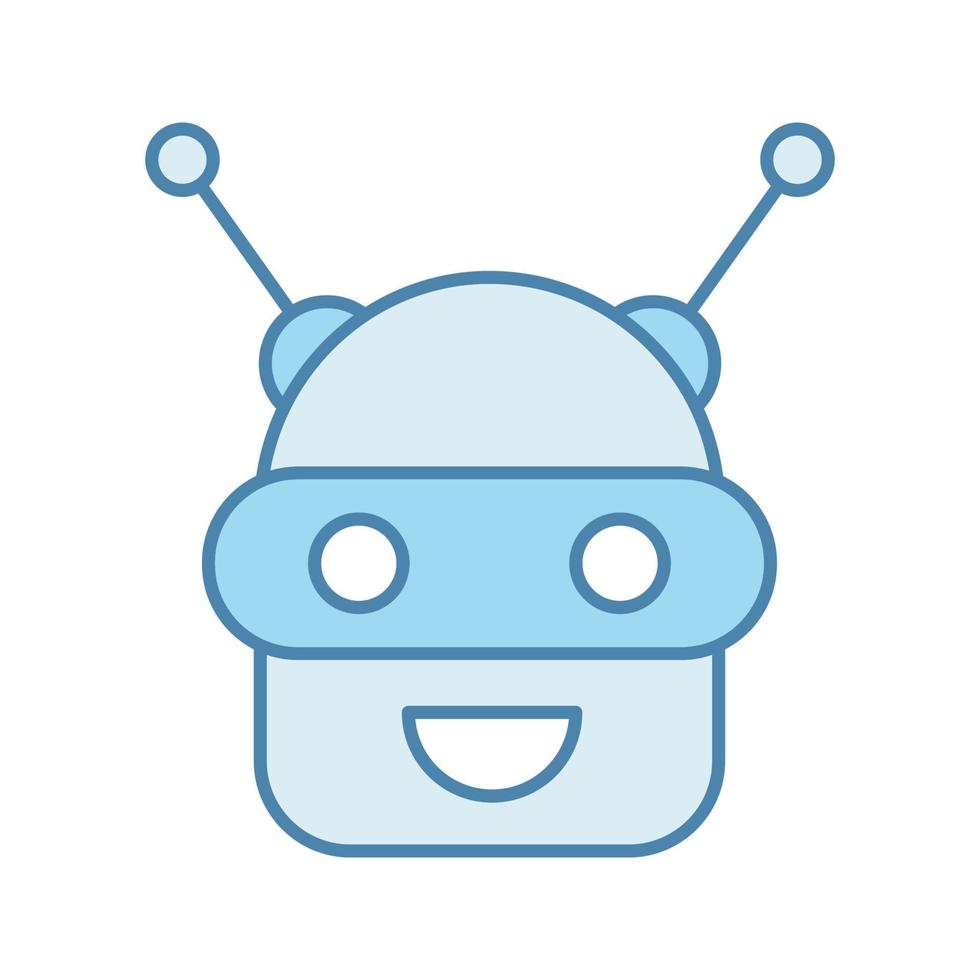 Chatbot color icon. Talkbot. Modern robot. Android laughing chat bot. Virtual assistant. Conversational agent. Isolated vector illustration