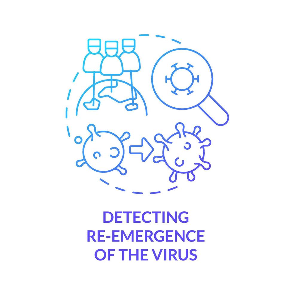 Detecting reemergence of virus blue gradient concept icon. International cooperation against covid abstract idea thin line illustration. Isolated outline drawing vector