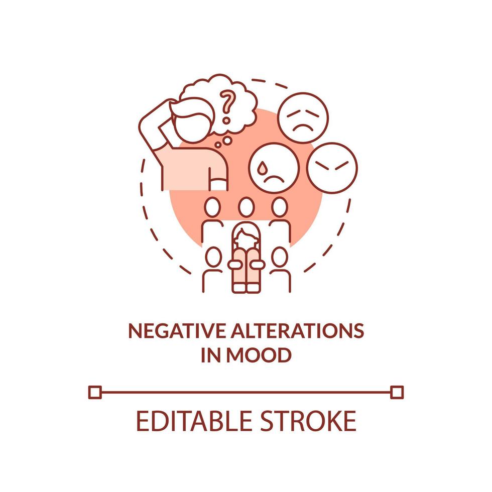 Negative alterations in mood terracotta concept icon. Criteria for PTSD abstract idea thin line illustration. Isolated outline drawing. Editable stroke. vector