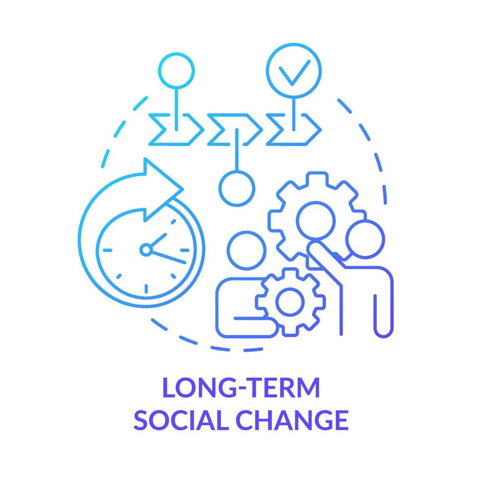 Long term social change blue gradient concept icon. Institutionalization. Reason for participation abstract idea thin line illustration. Isolated outline drawing. vector