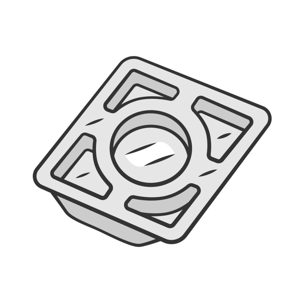 Stainless steel tray color icon. Recyclable kitchenware for serving food. Reusable metal container with separate sections. Isolated vector illustration