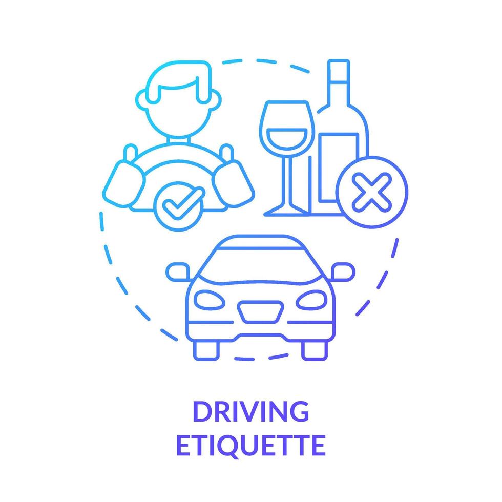 Driving etiquette blue gradient concept icon. Rules and ethical code. Social behavior. Type of etiquette abstract idea thin line illustration. Isolated outline drawing. vector