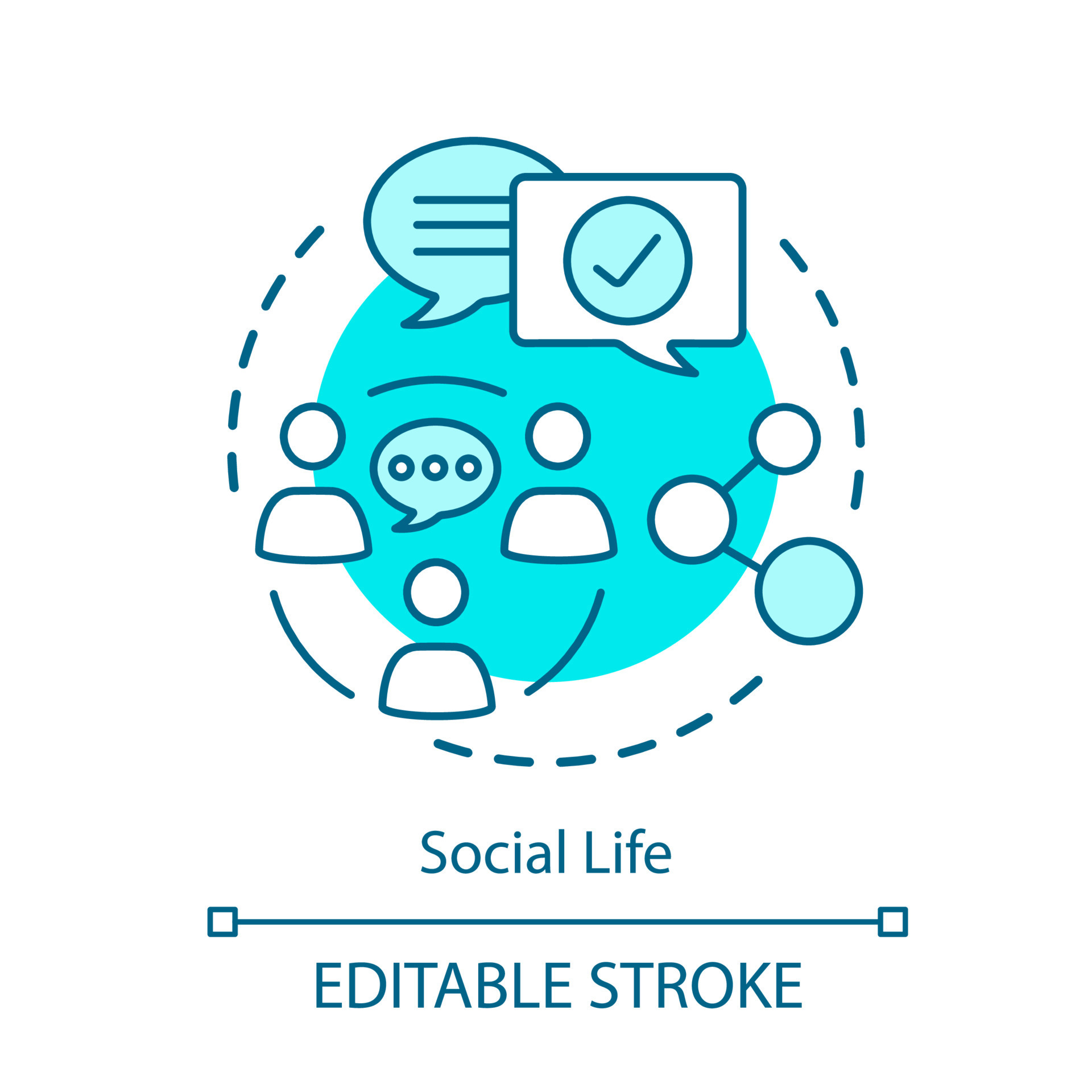 Social life relationships concept icon. Meeting people, socializing