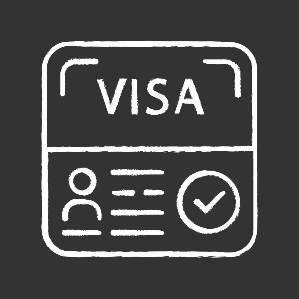 Start up visa chalk icon. Temporary residence permit. Travel document. Tourist paperwork. Immigration. Travel approval. Foreign entrepreneurs visa. Isolated vector chalkboard illustration