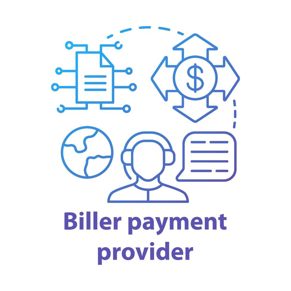 Biller payment provider concept icon. Billing idea thin line illustration. Invoice providing. E-payment for services. Vector isolated outline drawing. Financial customer service. Editable stroke