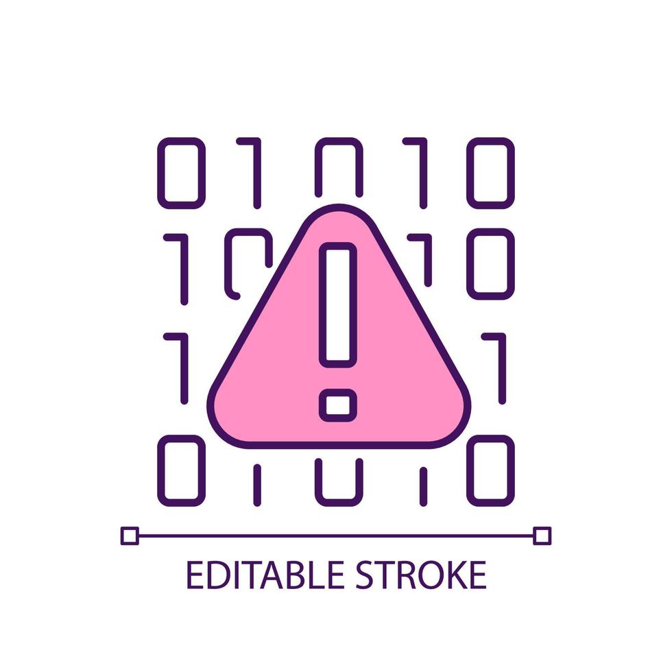 Program error RGB color icon. Information and data processing. Binary code. Computer algorithm. Isolated vector illustration. Simple filled line drawing. Editable stroke.