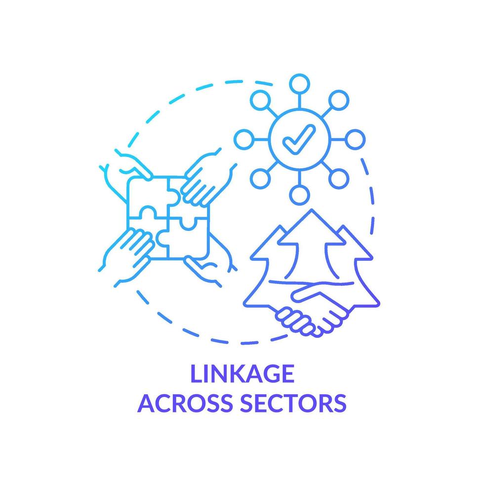 Linkage across sectors blue gradient concept icon. Social planning holistic approach. ILAP principle abstract idea thin line illustration. Isolated outline drawing. vector