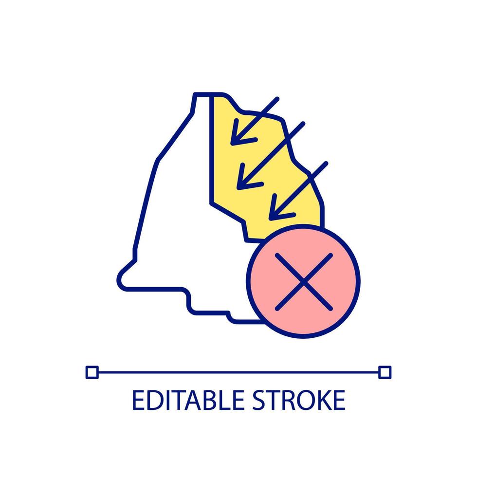 Enemy invasion security RGB color icon. Program of national safety. Prevent attack against homeland. Isolated vector illustration. Simple filled line drawing. Editable stroke.