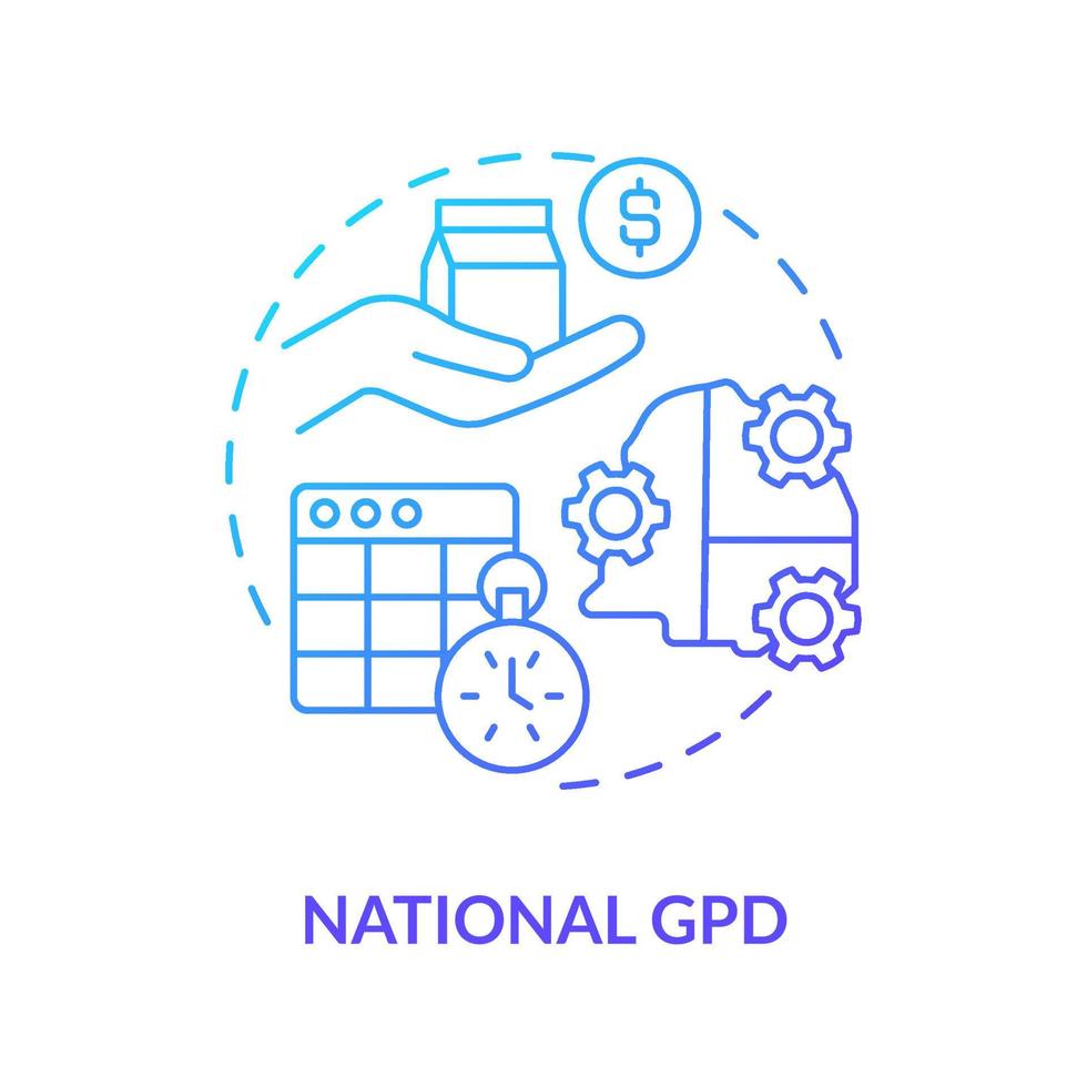 National GDP blue gradient concept icon. Measure of human development. Economics growth tendency abstract idea thin line illustration. Isolated outline drawing. vector
