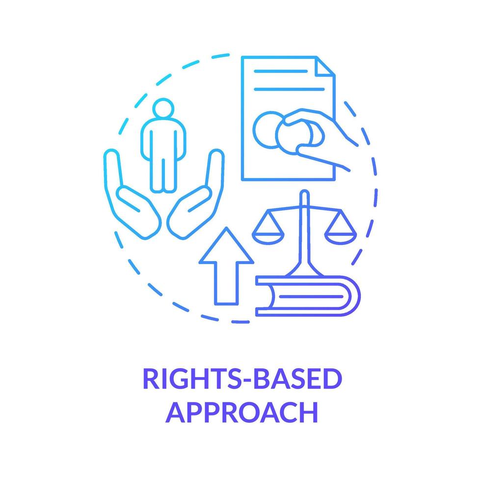 Rights based approach blue gradient concept icon. Global development. International cooperation abstract idea thin line illustration. Isolated outline drawing. vector
