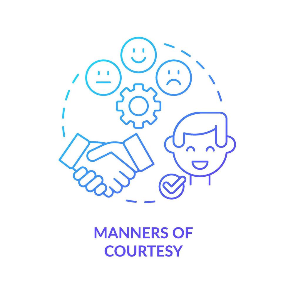 Manners of courtesy blue gradient concept icon. Social norms and behavior. Etiquette category abstract idea thin line illustration. Isolated outline drawing. vector