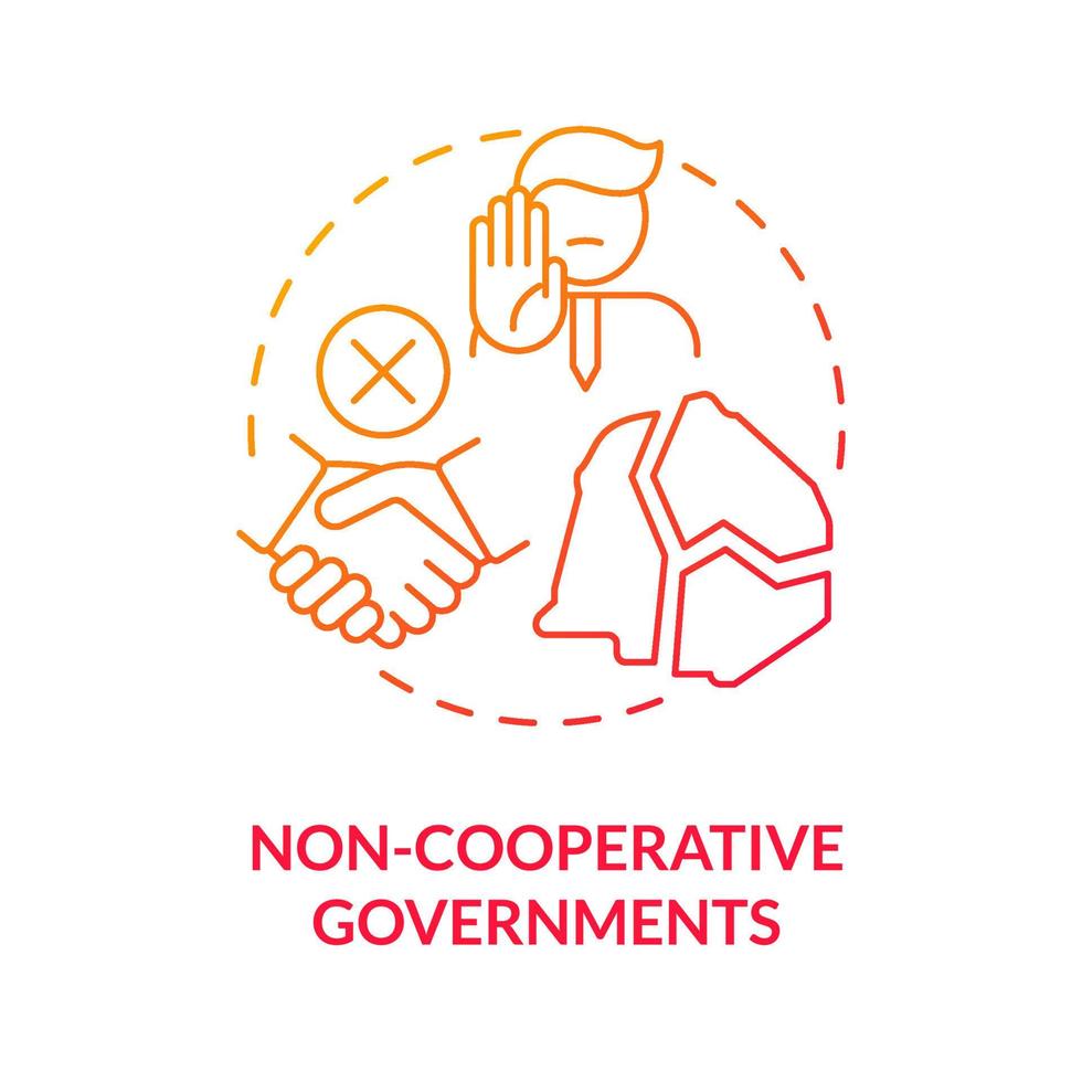 Non cooperative governments red gradient concept icon. Lack of international collaboration problem abstract idea thin line illustration. Isolated outline drawing. vector