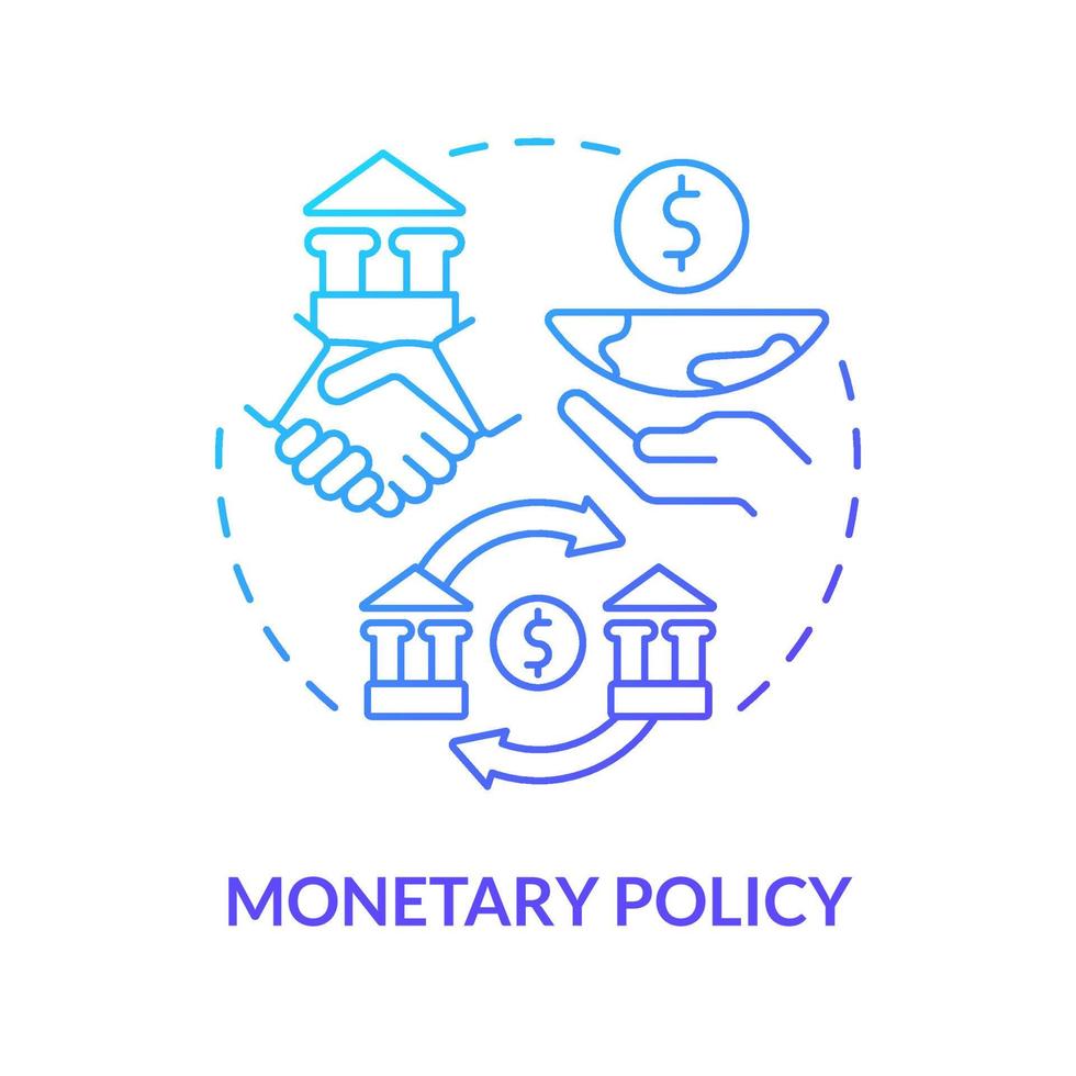 Monetary policy blue gradient concept icon. Cooperation for sustainable recovery after covid abstract idea thin line illustration. Isolated outline drawing. vector