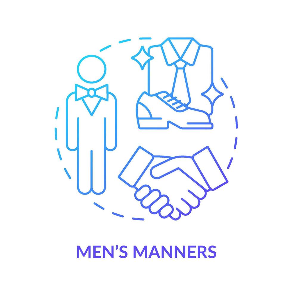 Men manners blue gradient concept icon. Elegant and well mannered gradient man. Social etiquette abstract idea thin line illustration. Isolated outline drawing. vector