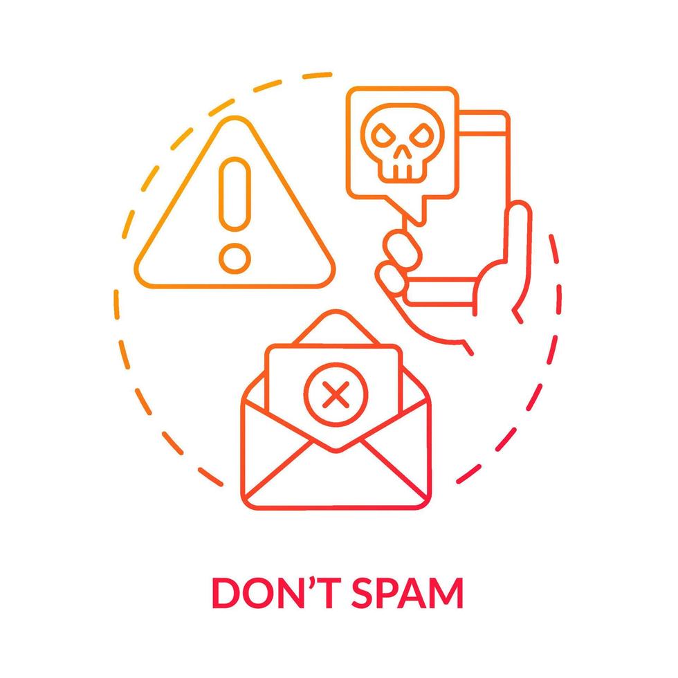 Do not spam red gradient concept icon. Unwanted message. Internet communication. Netiquette rule abstract idea thin line illustration. Isolated outline drawing. vector