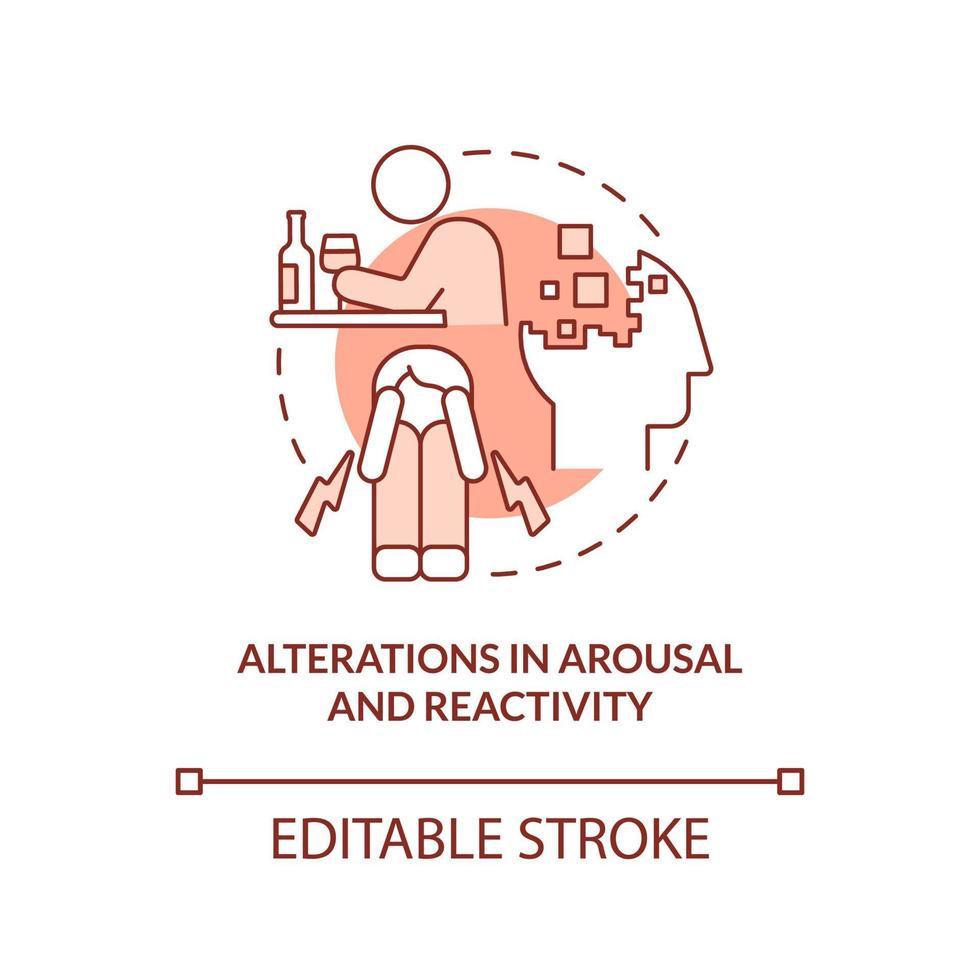 Alterations in arousal and reactivity terracotta concept icon. Criteria for PTSD abstract idea thin line illustration. Isolated outline drawing. Editable stroke. vector