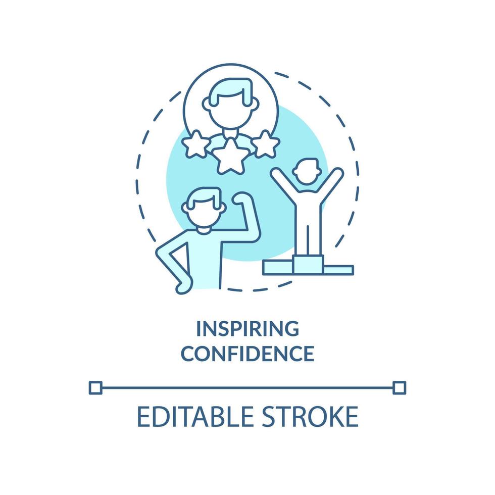 Inspiring confidence turquoise concept icon. Charismatic people characteristic abstract idea thin line illustration. Isolated outline drawing. Editable stroke. vector