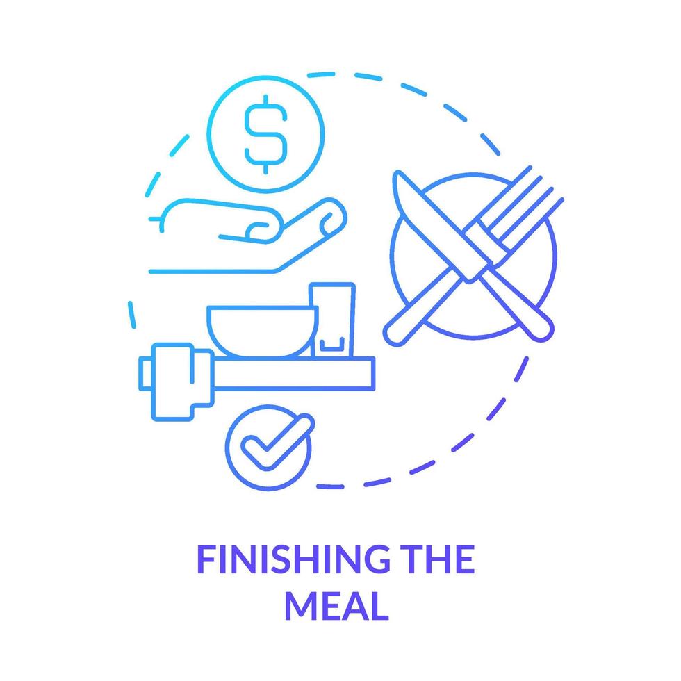 Finishing meal blue gradient concept icon. Place knife and fork properly. Restaurant etiquette abstract idea thin line illustration. Isolated outline drawing. vector