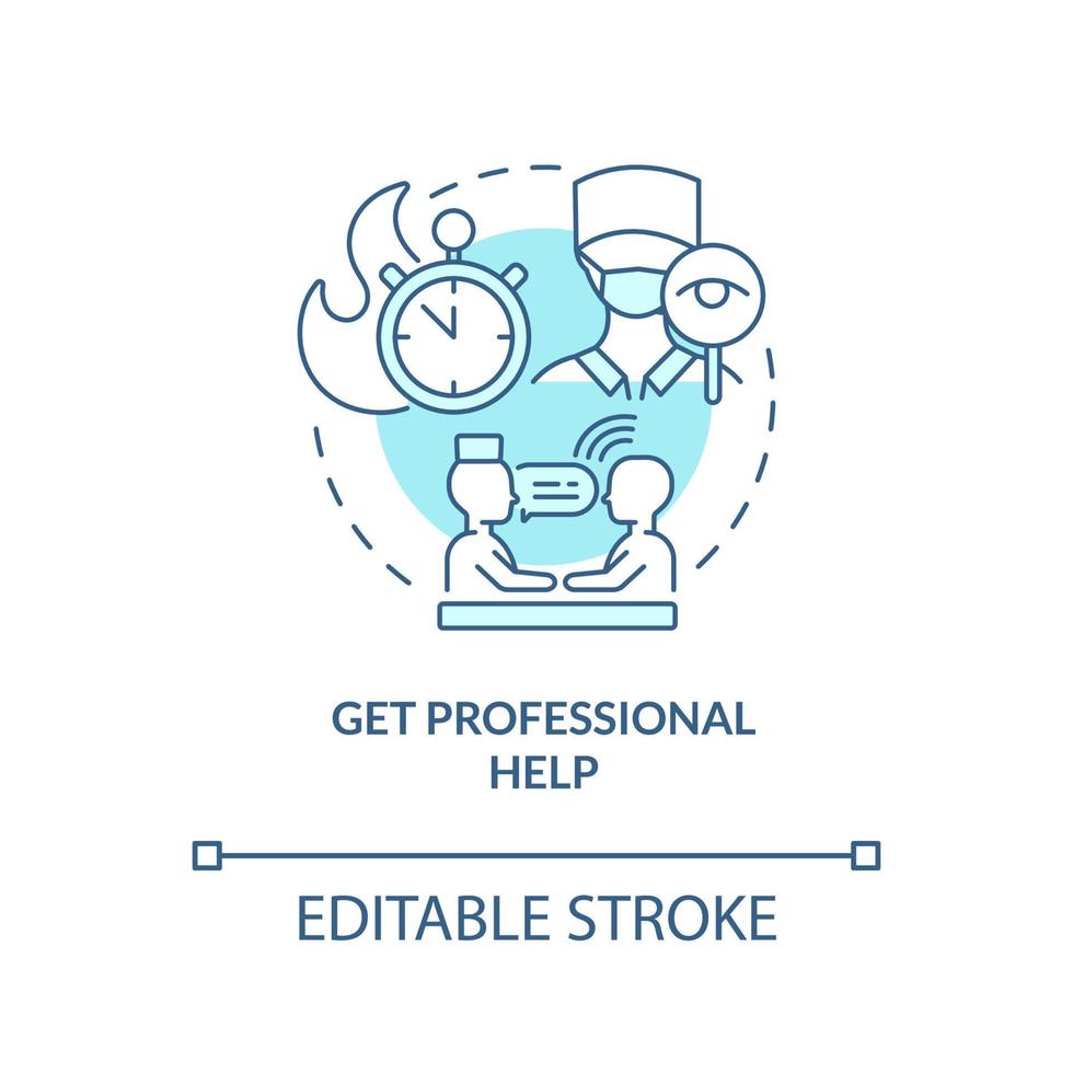Get professional help turquoise concept icon. Medical service. Self help with PTSD abstract idea thin line illustration. Isolated outline drawing. Editable stroke. vector