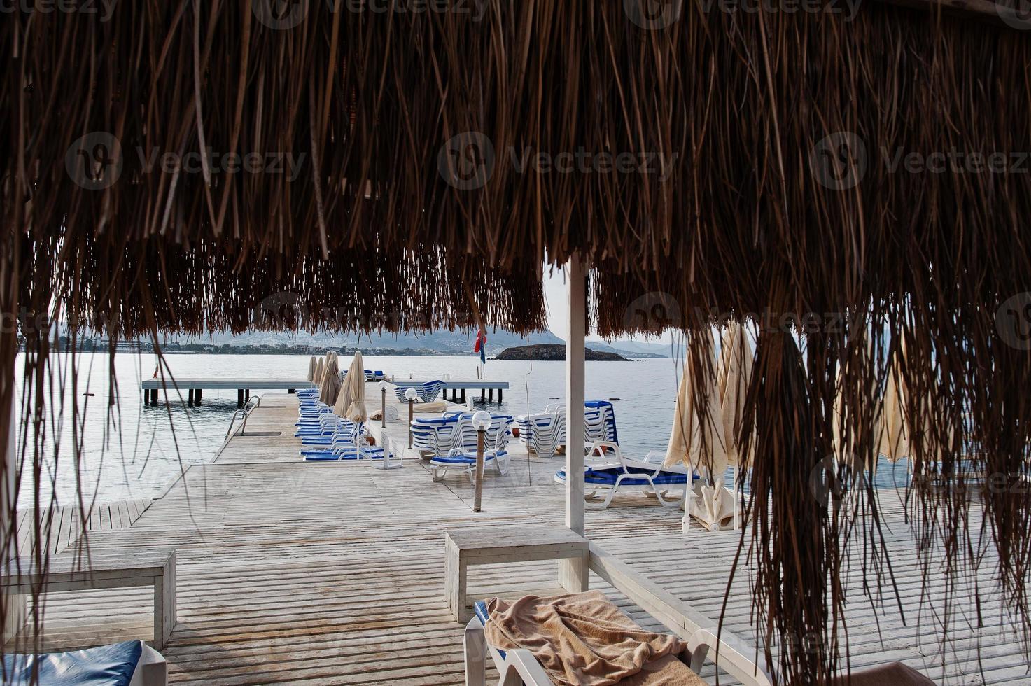 Cabanas. Popular landmark, famous destination of Bodrum, Turkey. photo